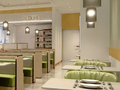 restaurant interior 3D model 2
