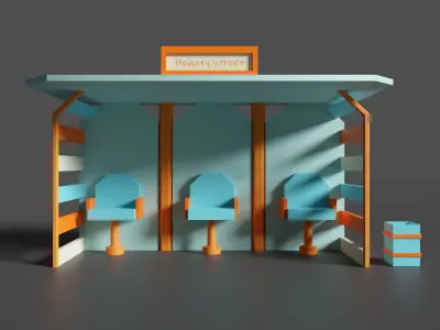 Bus stop  Beauty street Low-poly 3D model