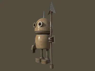 Stylized Robot Guard Low-poly 3D model