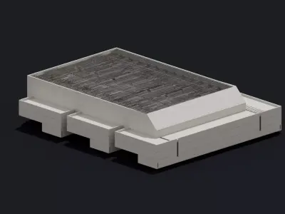 Brutalist Theatre Building 19 Low-poly 3D model