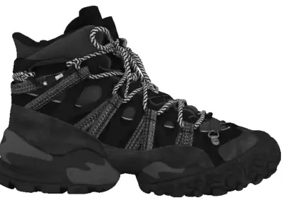 Cyberpunk Techwear scifi future army military combat boot Low-poly 3D model