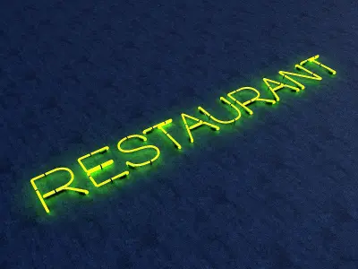 Restaurant Neon Sign Low-poly 3D model