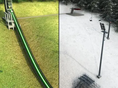 Ski jumping hill high detail 3D model