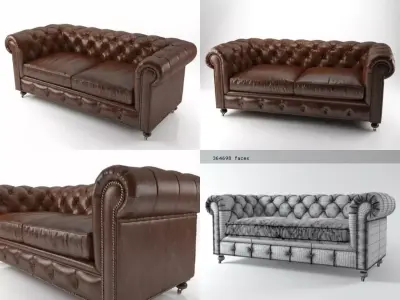72 The Petite Kensington Leather Sofa 3D model