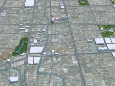Jining Shandong China 80km Low-poly 3D model