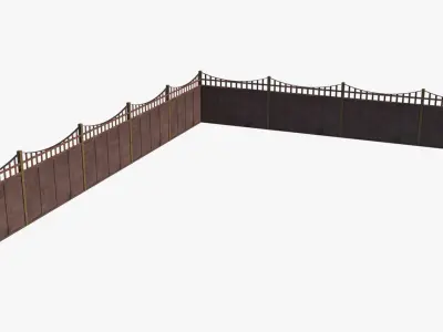 Modular Wooden Fence Low-poly 3D model