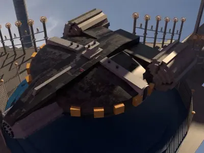 Sci-Fi Cosmic Station Spaceship Landing Base Facility  3D model