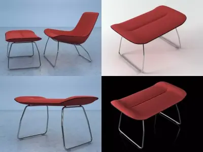 Ola lounge chair and ottoman 3D model