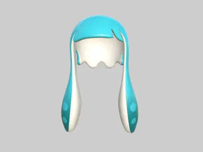 Inkling Hair 05 Light Blue - Splatoon Character Design Low-poly 3D model