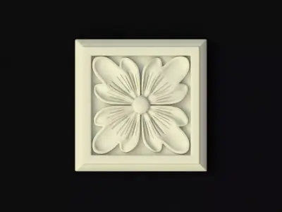 rosette flower on plate 3D model buy