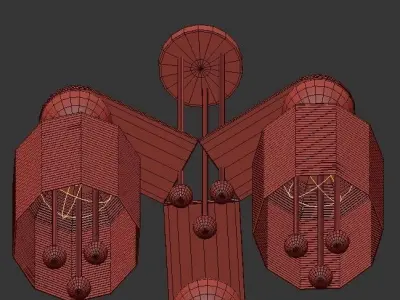 LANTERN three - light chandelier in brass 3D model