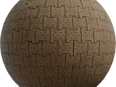 Interlocking Zigzag Concrete Pavers PBR Texture Texture