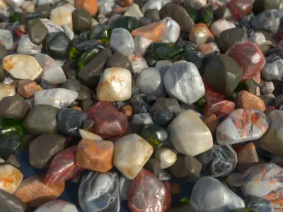 100 Debris Pebble Stones Low-poly 3D model