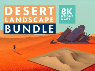 8K Desert Landscape Bundle - 6 Displacement - Height Maps 3D model