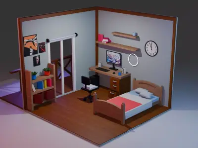 3D interior model of a bedroom  Free 3D model