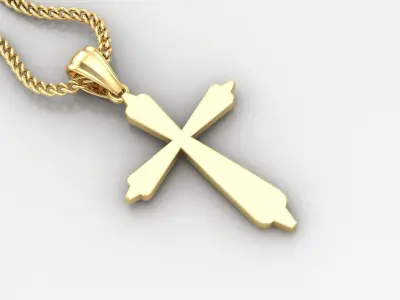 Light Gold 18K Cross Pendant 1CP003 3D print model