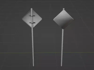 Informative Traffic Signs Low-poly 3D model