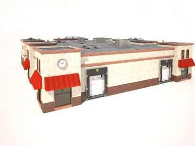 Market Building Low-poly 3D model