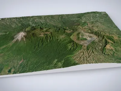 Mountain landscape Volcano Merapi  in Indonesia  3D model