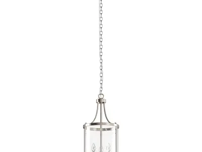 3-light Polished Nickel Foyer with Clear Glass Silver Finish 3D model