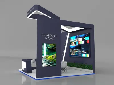 Booth Exhibition Stand Stall 5X5m Height 400 cm 3 Side Open 3D model