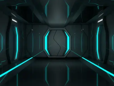 Sci Fi Room Low-poly 3D model 11
