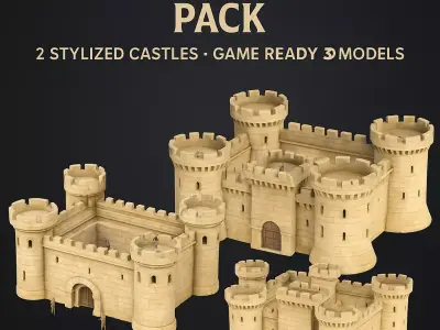 Medieval Fortress Pack Vol 1 Two Stylized Castles Game Ready 3D model