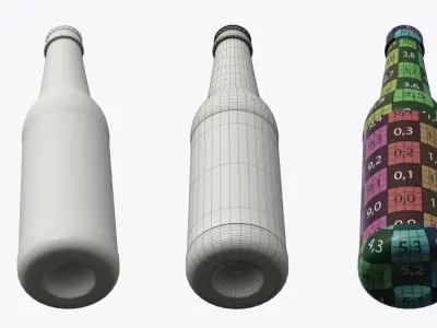 Beer bottle brown 03 3D model