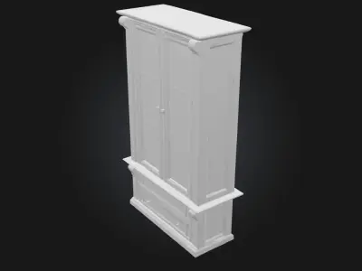 Vintage Display Cabinet  Classic Wooden Showcase with Glass  3D model