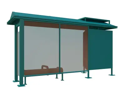 Bus Stop USA Low-poly 3D model Low-poly 3D model