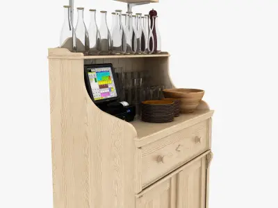 wood waiter station 3D model
