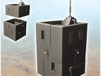 Square futuristic building with lampposts on the facade 16 - Fut 3D print model