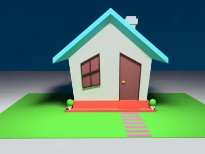Low-Poly Cartoon House Free low-poly 3D model