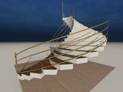 stair circular Low-poly 3D model