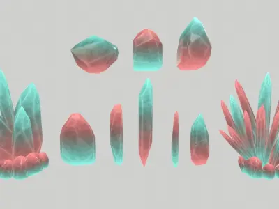Crystal Set stone Low-poly 3D model purchase