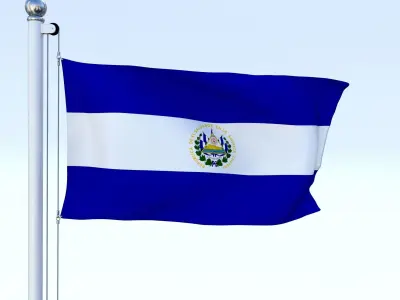 Animated El Salvador Flag Low-poly 3D model