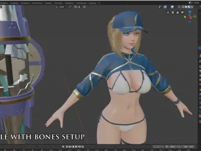 Mysterious Heroine XX - Game Ready Low-poly 3D model