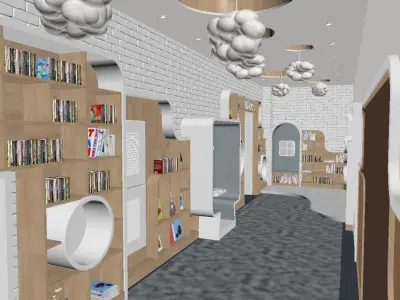 Children reading rooms kindergartens activity rooms 3D model