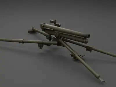 Type 11 37 mm infantry gun Low-poly 3D model