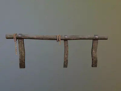 Western Fence Horse Rest Game Ready Low-poly 3D model