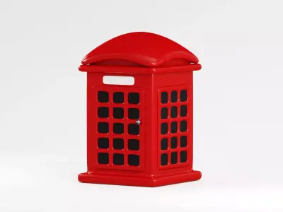 Red Telephone Booth Low-poly 3D model