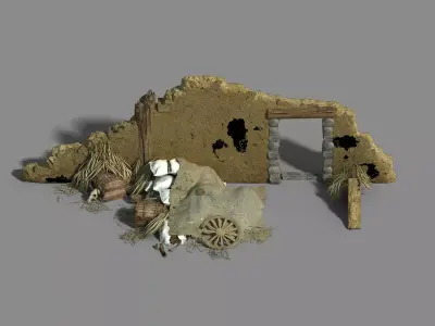 Game Monster Camp - Broken Earth Wall Cottage 8 3D model