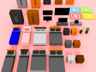 Modular Low Poly Interior Pack Low-poly 3D model