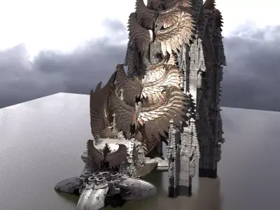 Floating Angel monolith Sci-fi Hive Tower  Kit bash 3D model