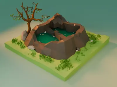 Spring low poly Low-poly 3D model