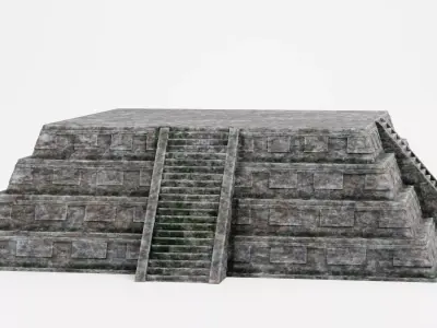 Mayan Pyramid V4 - Weathered Ancient Temple Architecture 3D model