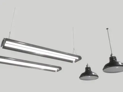 Industrial lights 3 Low-poly 3D model