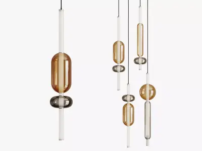 Pendant lamp made of metal and glass Harmony of Strict Lines 3D model