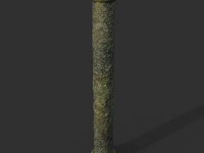 Low poly Ancient Dragon Temple Element Pack - Mossy Low-poly 3D model