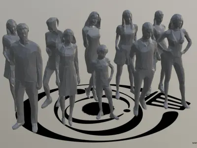 Low Poly People Pack 013 - 100 Pieces R Low-poly 3D model
